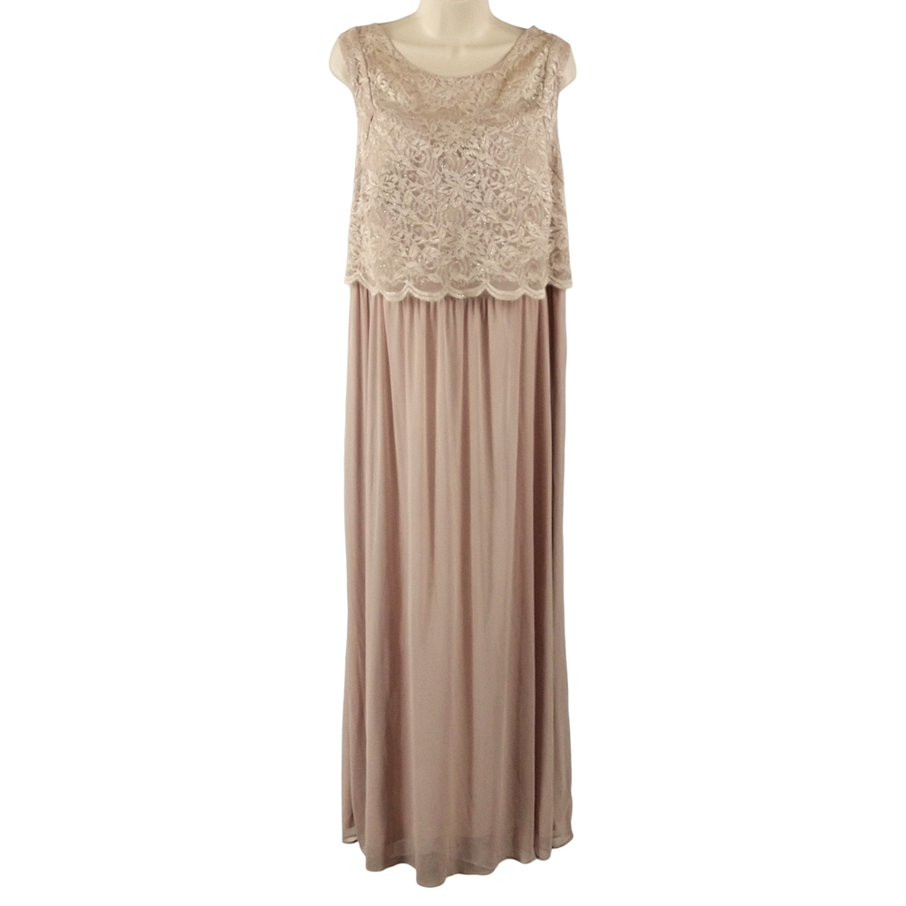 NW Nightway Elegant Lace Gown in Beige
